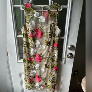 Calvin Klein flower appliqué dress